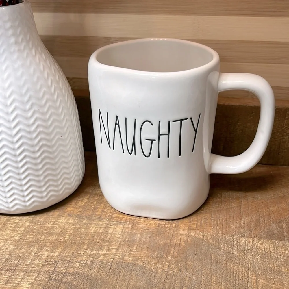 Rae Dunn White “NAUGHTY” and “NICE” Mug